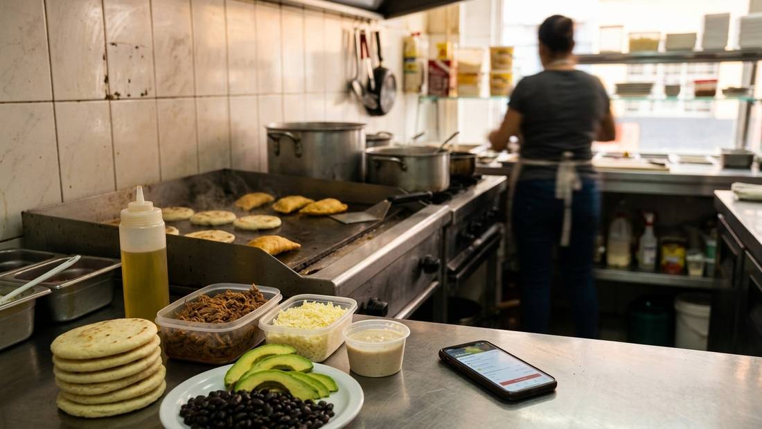 Cocina de un restaurante con el equipo preparando pedidos